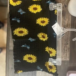 Black crop top with sunflowers